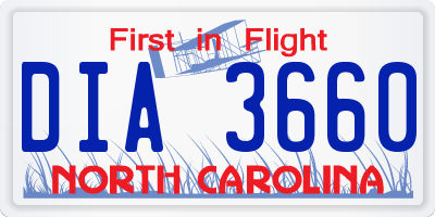 NC license plate DIA3660