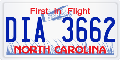 NC license plate DIA3662