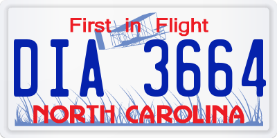 NC license plate DIA3664