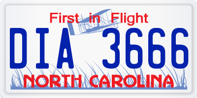 NC license plate DIA3666