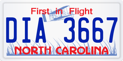 NC license plate DIA3667