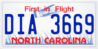 NC license plate DIA3669