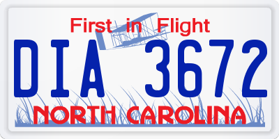 NC license plate DIA3672