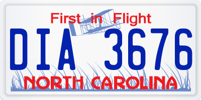NC license plate DIA3676