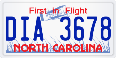 NC license plate DIA3678