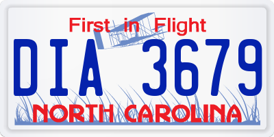 NC license plate DIA3679