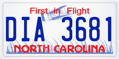 NC license plate DIA3681