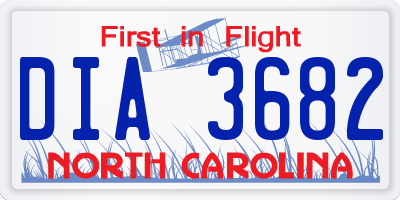 NC license plate DIA3682