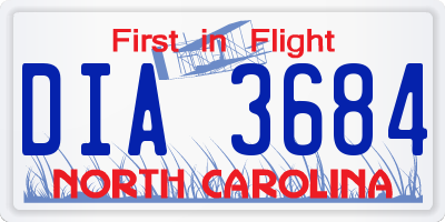 NC license plate DIA3684