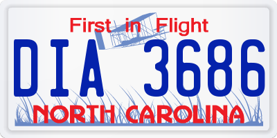 NC license plate DIA3686
