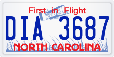 NC license plate DIA3687
