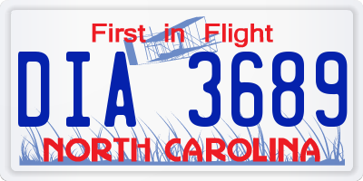 NC license plate DIA3689