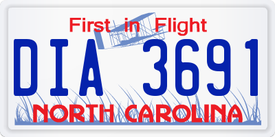 NC license plate DIA3691