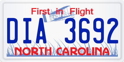 NC license plate DIA3692