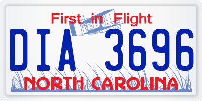 NC license plate DIA3696