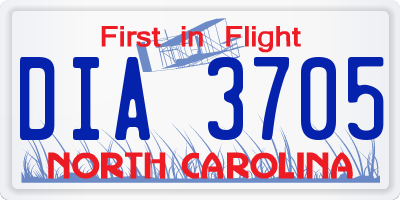 NC license plate DIA3705
