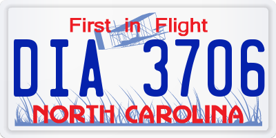 NC license plate DIA3706