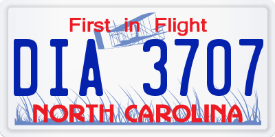 NC license plate DIA3707