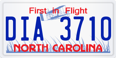 NC license plate DIA3710