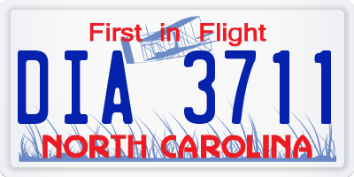 NC license plate DIA3711