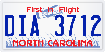 NC license plate DIA3712