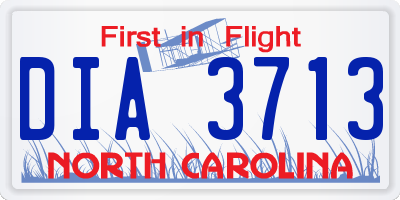 NC license plate DIA3713