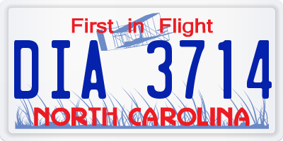 NC license plate DIA3714