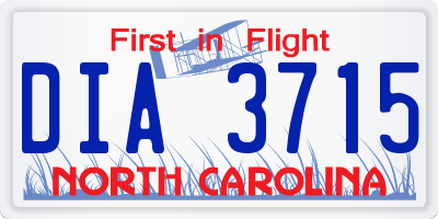 NC license plate DIA3715