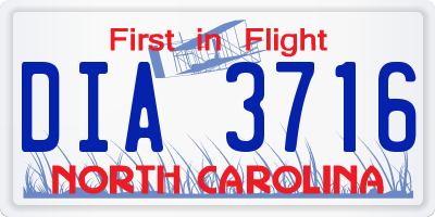 NC license plate DIA3716