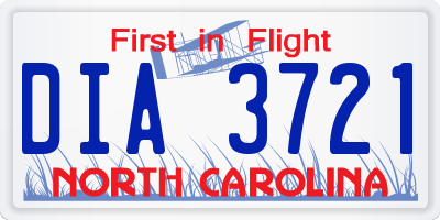NC license plate DIA3721