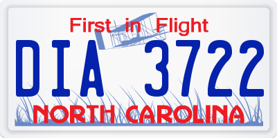 NC license plate DIA3722