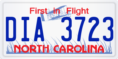 NC license plate DIA3723