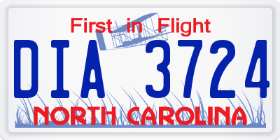 NC license plate DIA3724