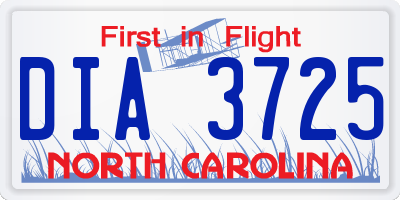 NC license plate DIA3725