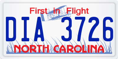 NC license plate DIA3726