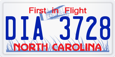NC license plate DIA3728