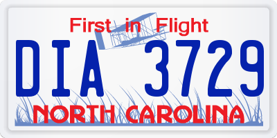 NC license plate DIA3729