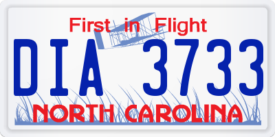 NC license plate DIA3733
