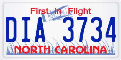 NC license plate DIA3734