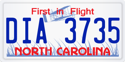 NC license plate DIA3735