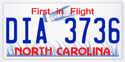 NC license plate DIA3736