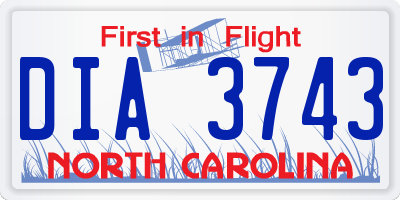 NC license plate DIA3743