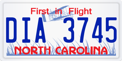 NC license plate DIA3745