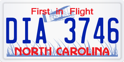 NC license plate DIA3746