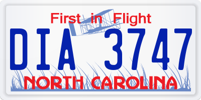 NC license plate DIA3747