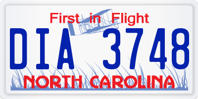 NC license plate DIA3748