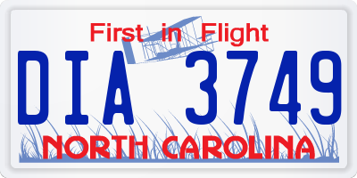 NC license plate DIA3749