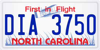 NC license plate DIA3750