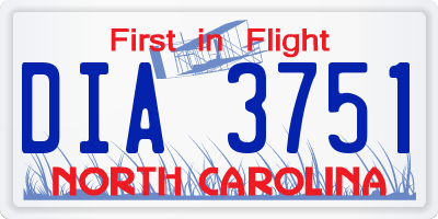 NC license plate DIA3751