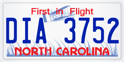NC license plate DIA3752